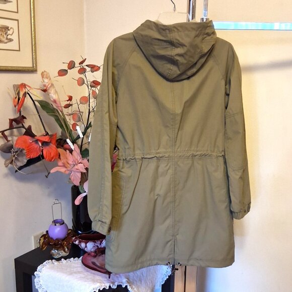 NWT Signal Hooded Gray Olive Green Lined Trench Coat Outerwear M - Picture 15 of 15